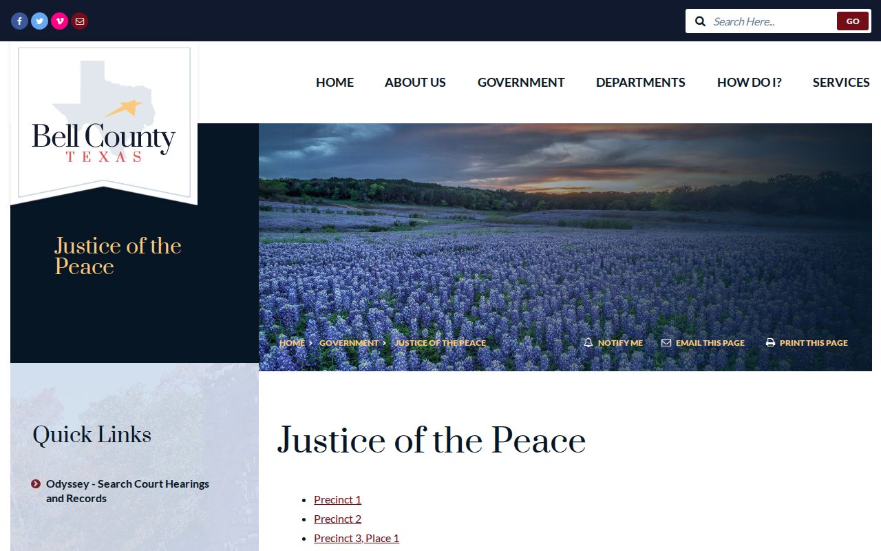 Bell County warrant records directory for six Justice of the Peace courts