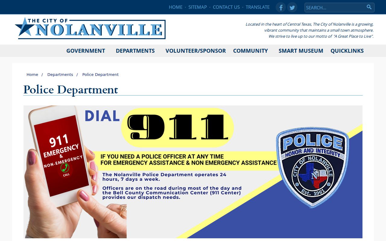 Nolanville warrant records and Police Department contact information