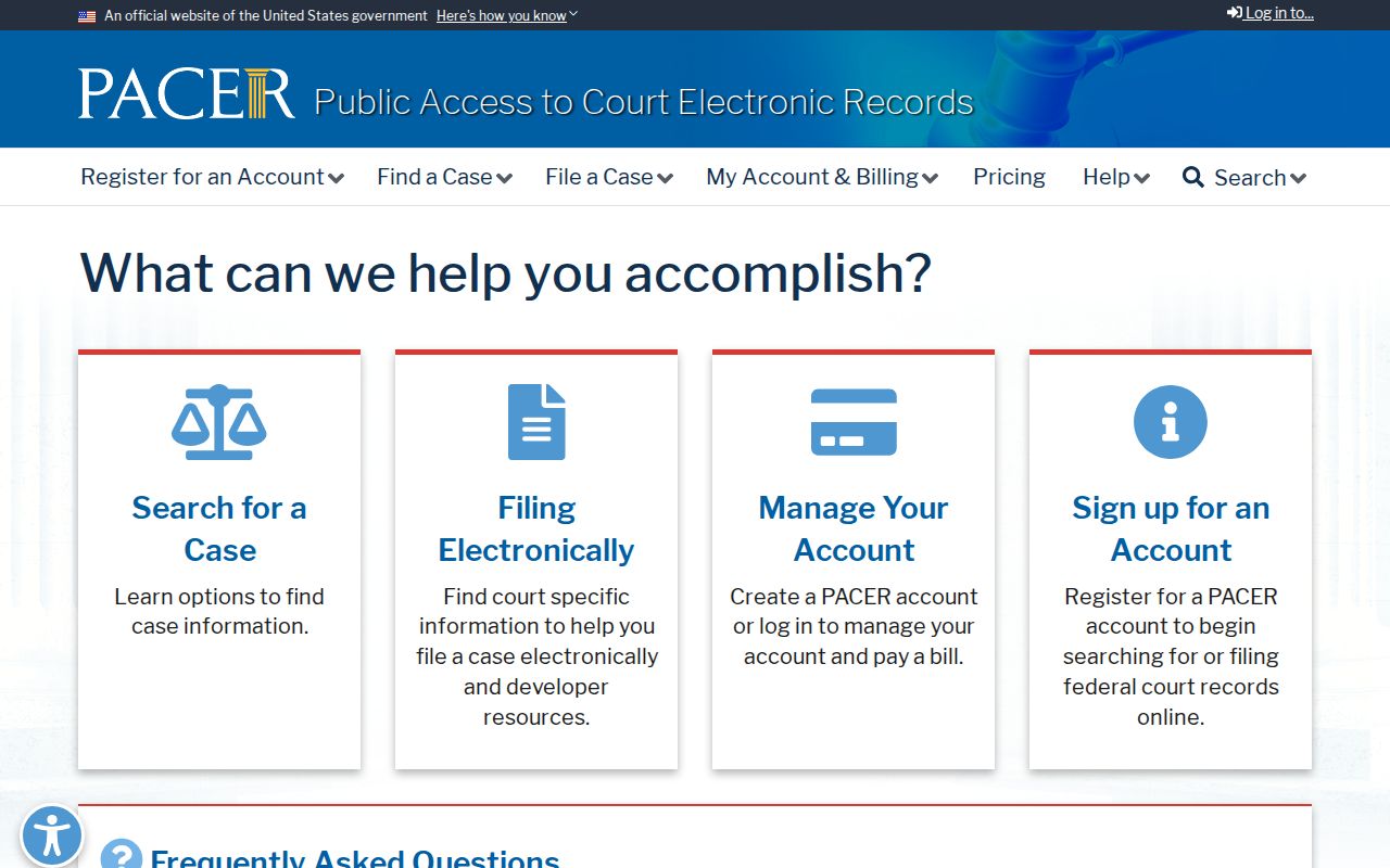 Federal court PACER docket search access for Bell County federal case research